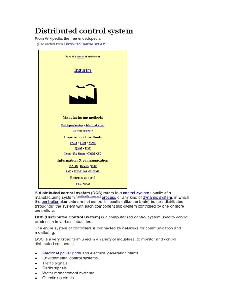 Distributed Control System - Overview | PDF | Systems Theory | Industries