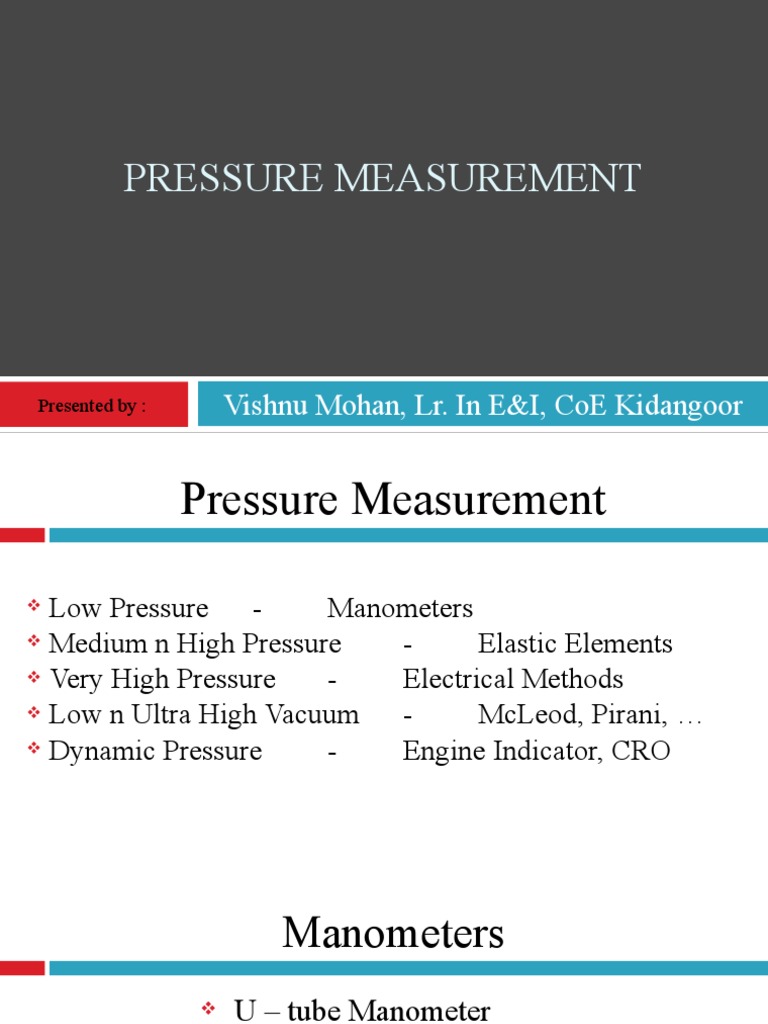 Pressure Measurement Techniques Overview | PDF
