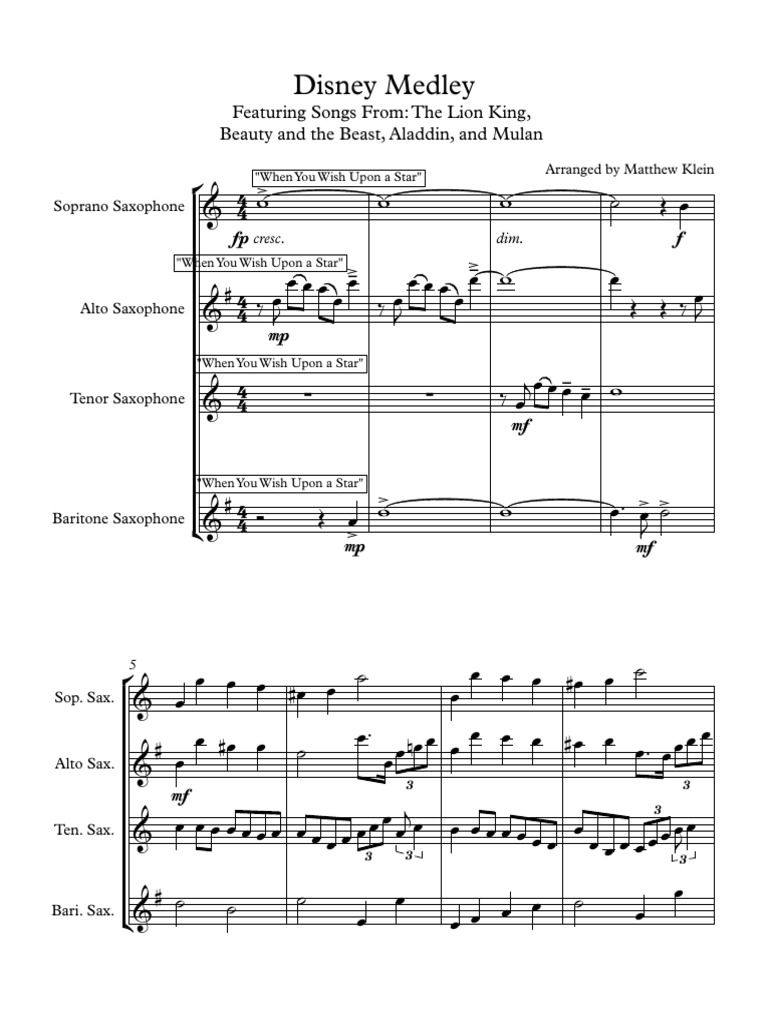 Disney Medley - Score and Parts | PDF | Modernism (Music) | Music ...