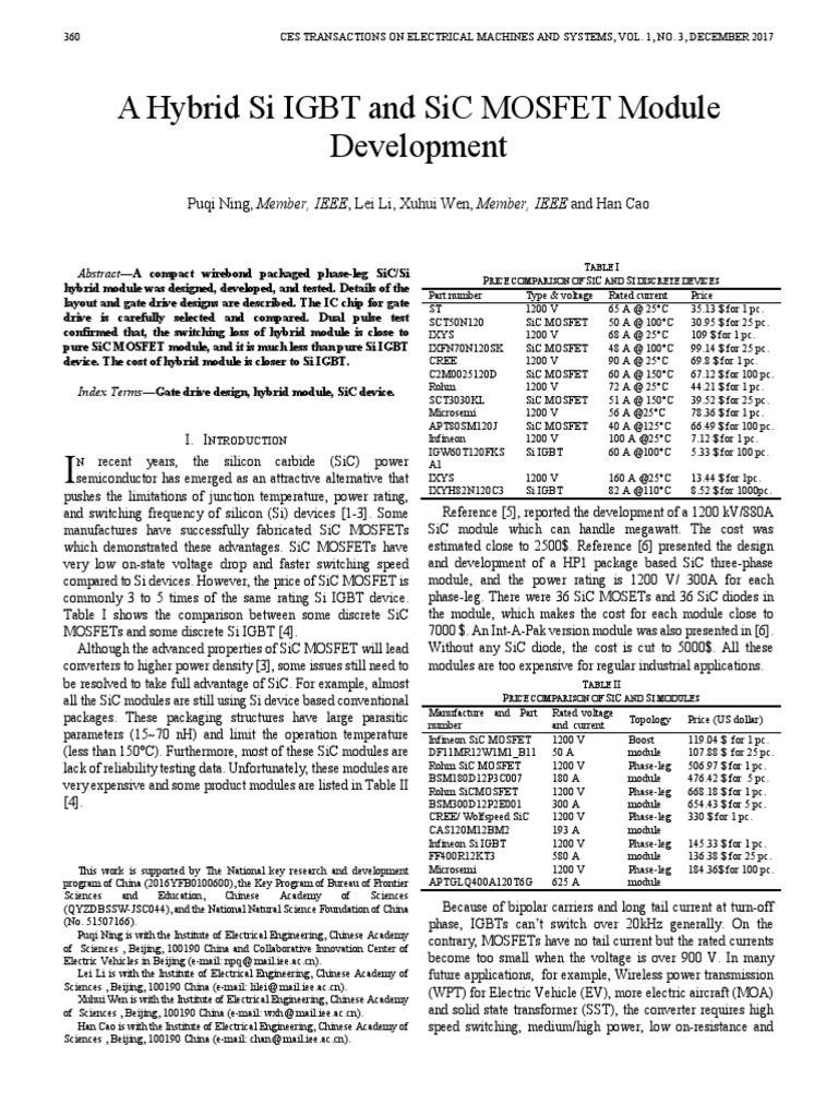 A Hybrid Si Igbt And Sic Mosfet Module Development Pdf Mosfet
