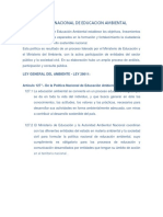 Politica Nacional de Educacion Ambiental: Ley General Del Ambiente - Ley 28611