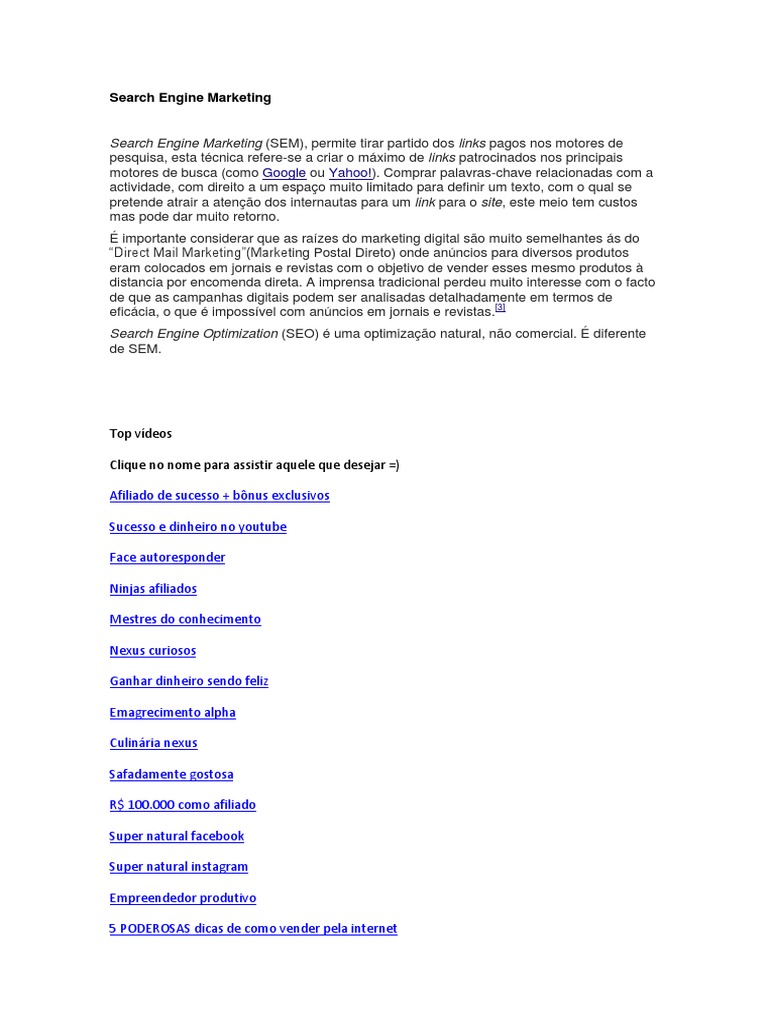 Introdução ao Marketing de Busca SEM | PDF | World Wide Web | Internet ...