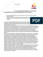 El ELN Anuncia Un Cese de Actividades Militares de Cinco Días para Facilitar El Voto A La Población en Las Elecciones