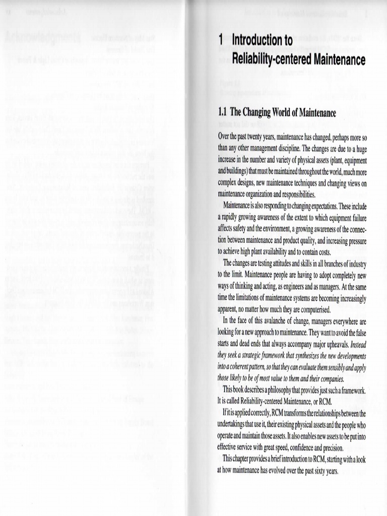 Capítulo 1 Introduction To Reliability Centered Maintenance Moubray