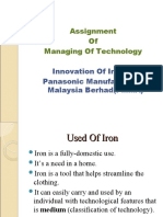 Assignment of Managing of Technology: Innovation of Iron in Panasonic Manufacturing Malaysia Berhad (PMMA)