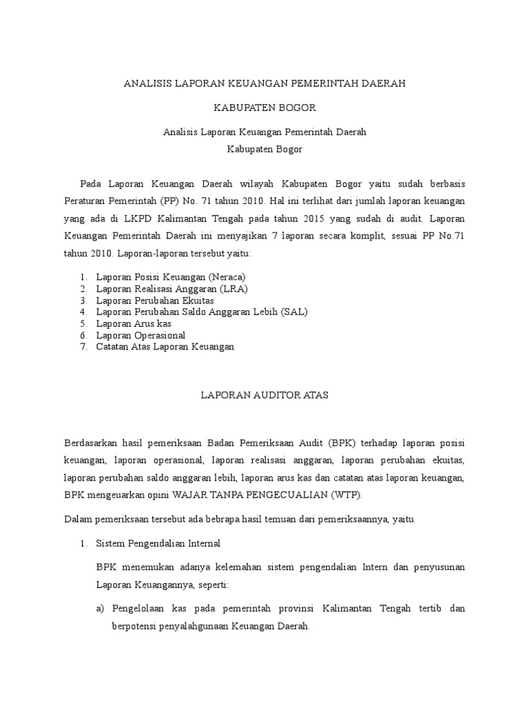 Analisis Lkpd Provinsi Kalimantan Tengah