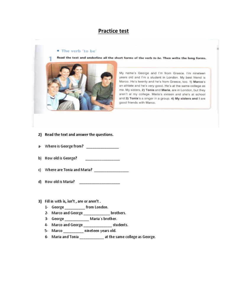 Practice Test: 2) Read The Text and Answer The Questions | PDF | Social ...