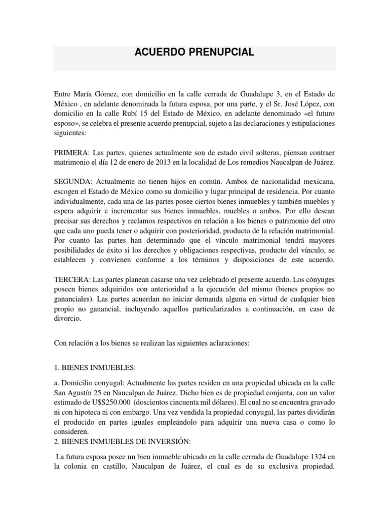 Acuerdo Prenupcial | Matrimonio | Propiedad