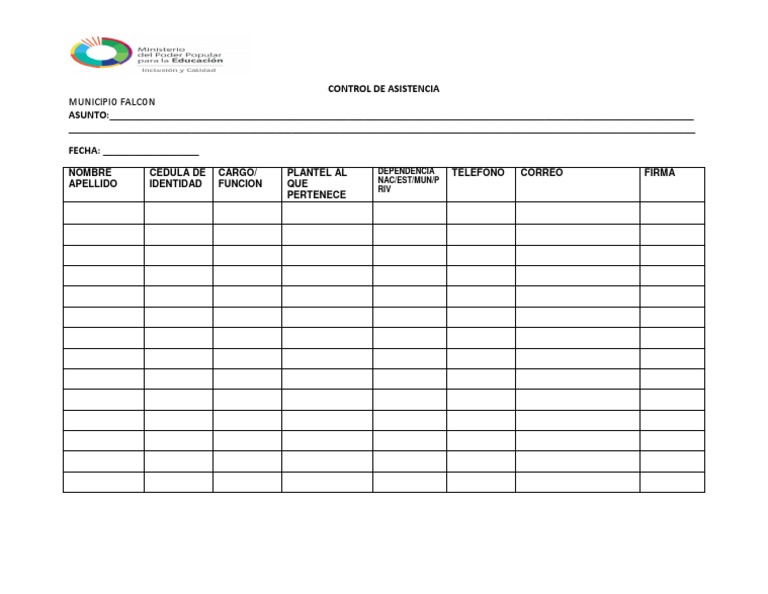 Control de Asistencia Word