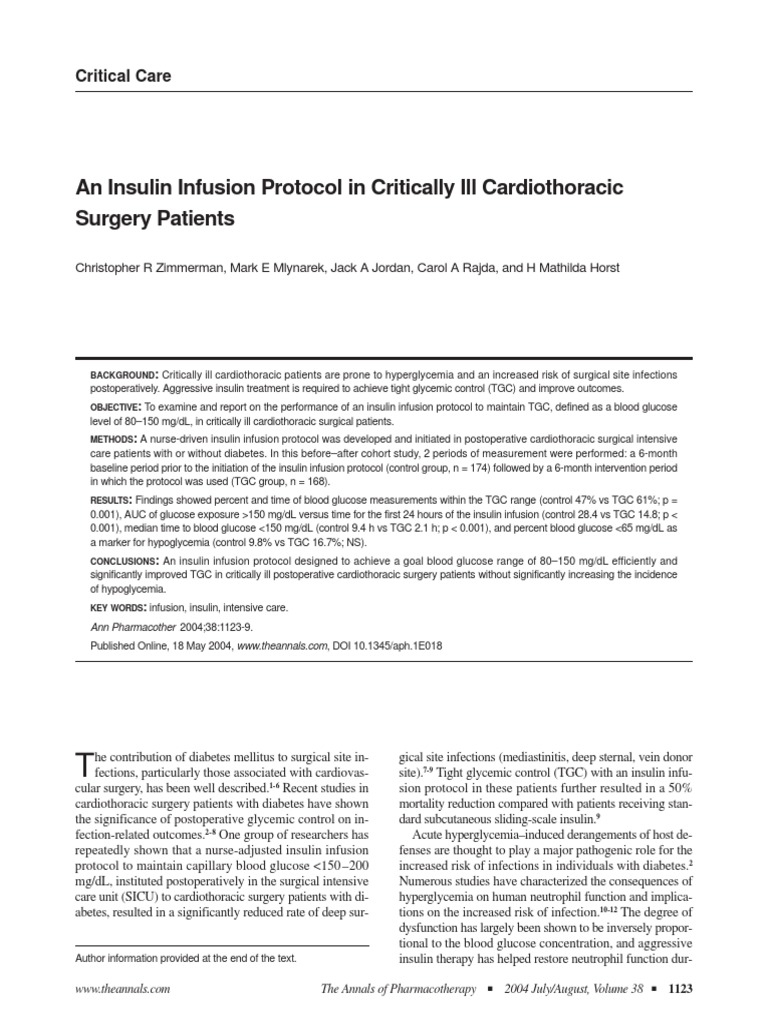 Updated Yale Insulin Infusion Protocol | PDF | Diabetes Management |  Hypoglycemia