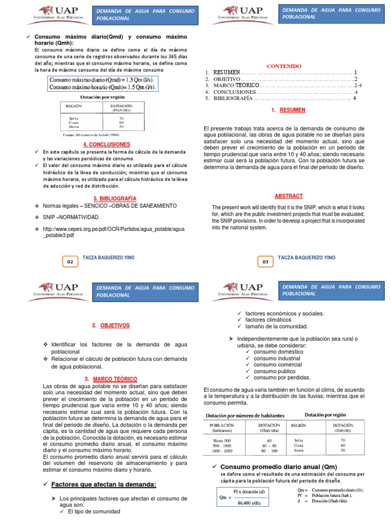 Demanda de Agua para Población Futura | PDF | Consumo (economía) | Agua