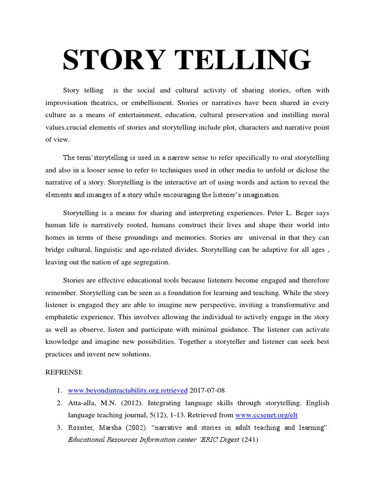Story Telling Storytelling Cognition