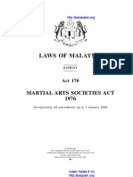 LAWS OF MALAYSIA Act 170 Martial Arts Societies Act 1976