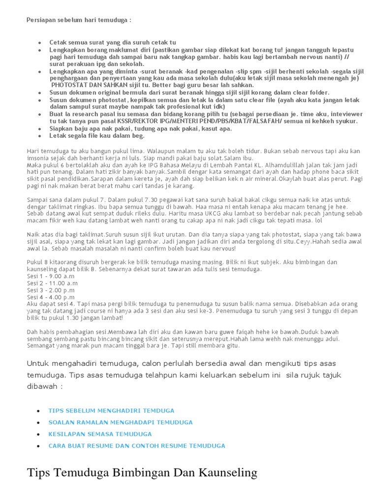 Persiapan Sebelum Hari Temuduga Pdf