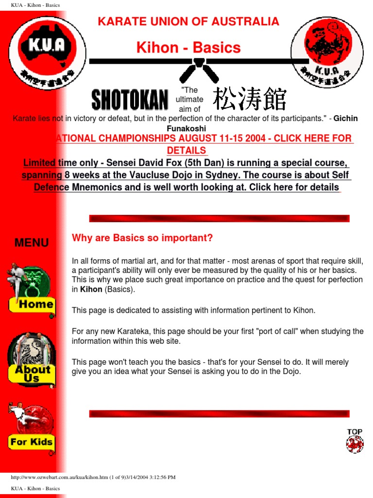 Martial ArtsShotokan Karate Basics Shotokan Karate