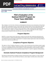 FDA Guidelines for Fish Safety Levels | PDF | Shellfish | Seafood