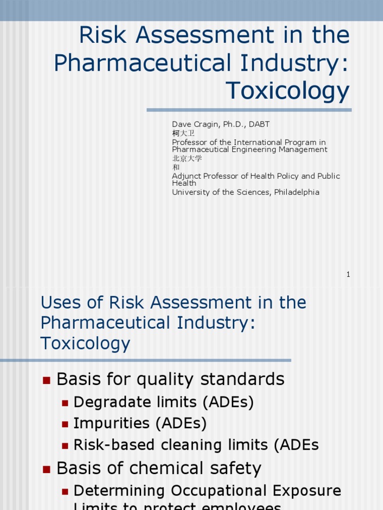 Risk Assessment in Pharma Toxicology | PDF | Toxicity | Risk Assessment