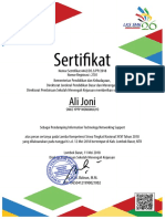 Ali Joni: Nomor Setrtifikat 4442/D5.5/PP/2018 Nomor Registrasi: 2701