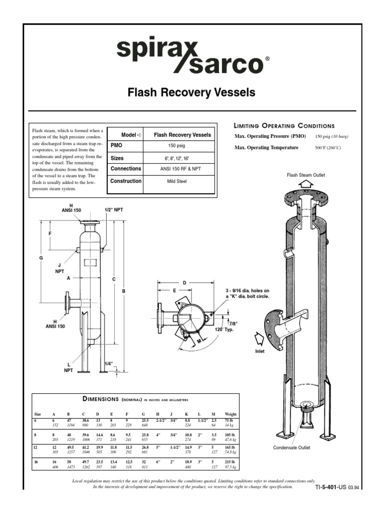 Flash Recovery VesselsTechnical Information PDF Steam Energy