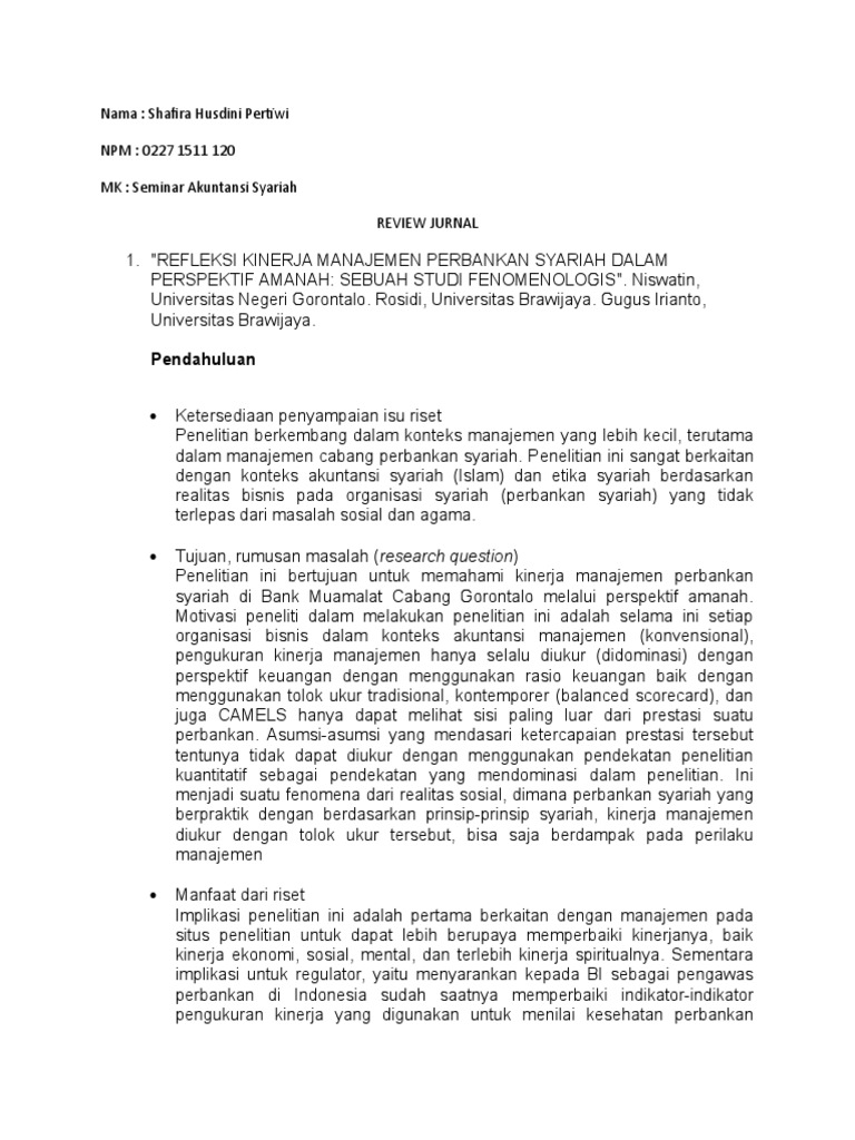 Review Jurnal 9 10 11 Seminar Ak Syariah Pdf Corporations Money