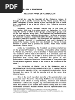 Rodesa Lara Fea V. Bongalon Reaction Paper On Martial Law: Atty. Francesco C. Britanico