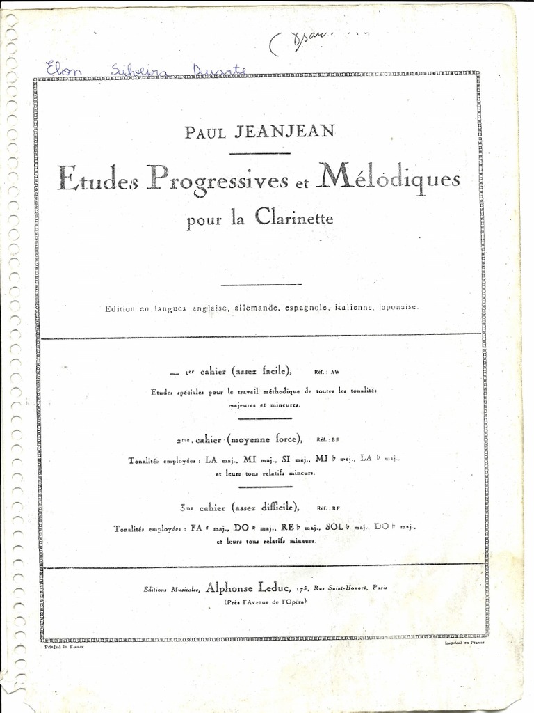 P. Jeanjean Etudes Progressives Et Mélodiques 120 PDF