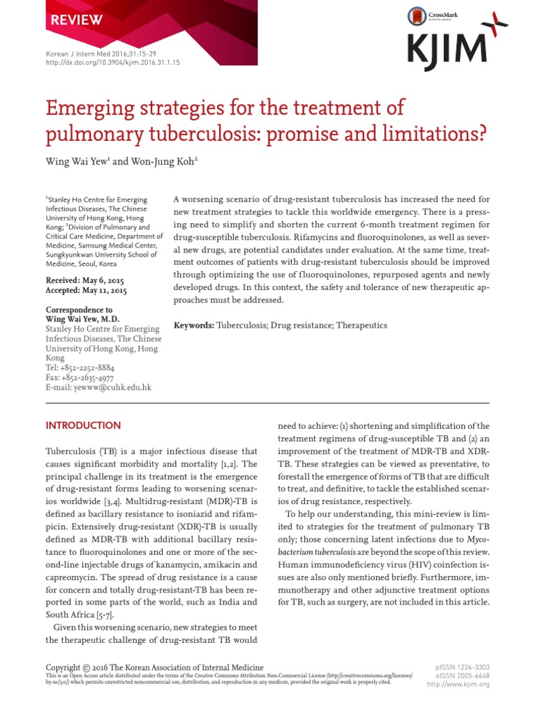 Emerging Strategies For The Treatment of Pulmonary Tuberculosis ...