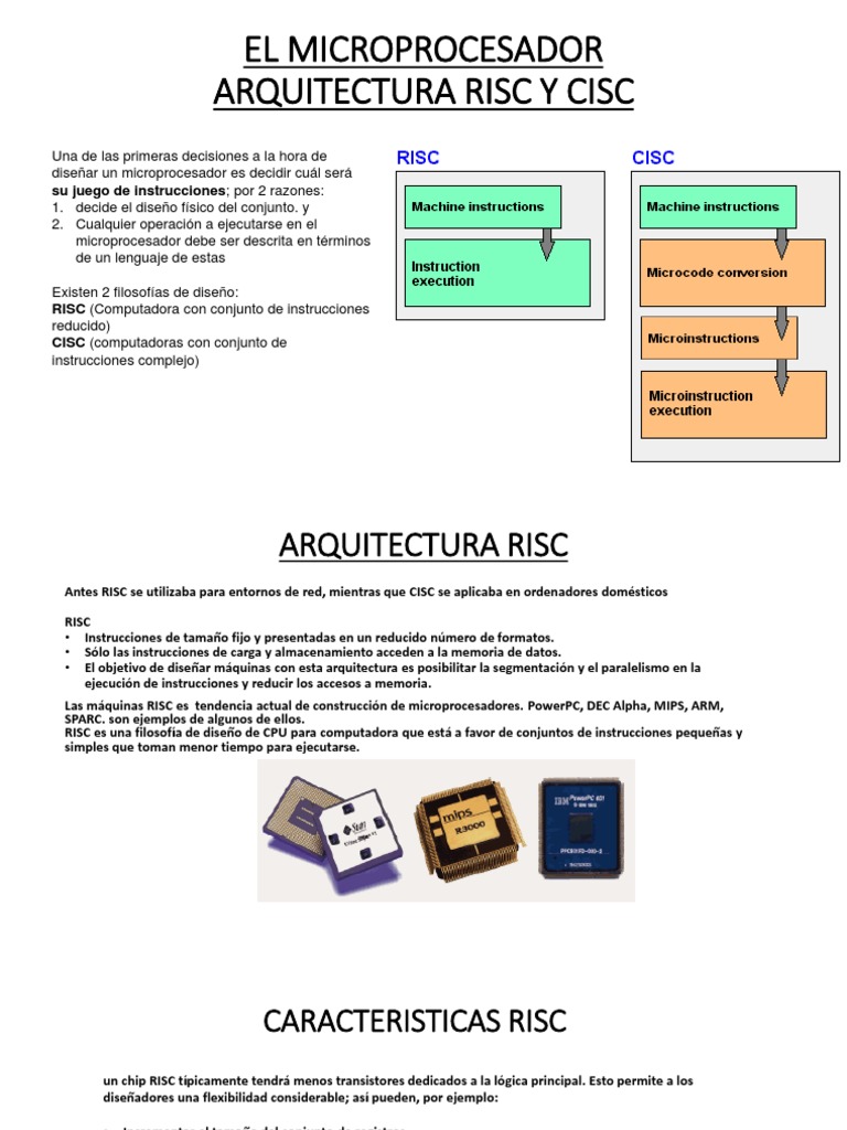 El Microprocesador Arquitectura Risc Y Cisc Su Juego de Instrucciones