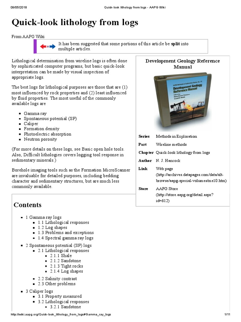 Quick-Look Lithology from Logs Guide | PDF | Porosity | Earth Sciences