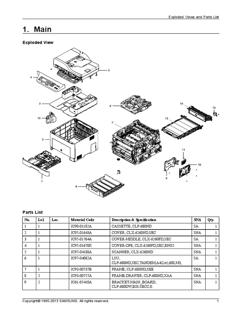 CLX-6260FD SEE Exploded View Parts List PDF | PDF | Property Law ...