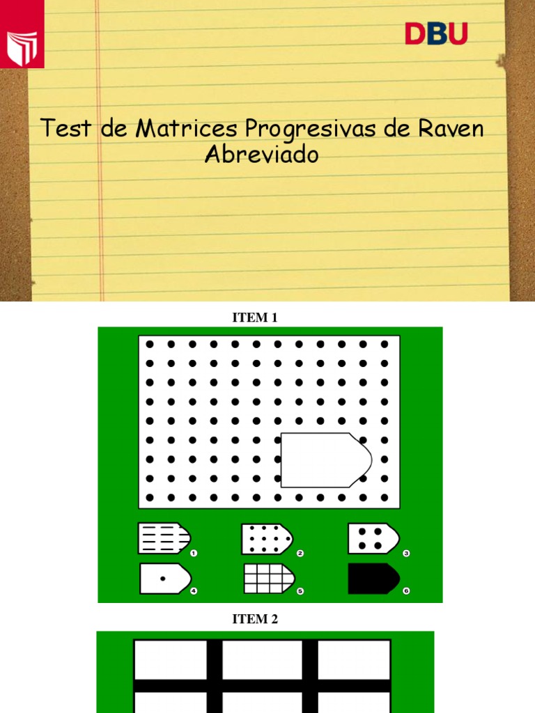 Test de Matrices Progresivas de Raven Abreviado | PDF