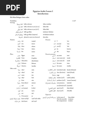 Diccionario Egyptian Arabic Pdf Genero Gramatical Sustantivo