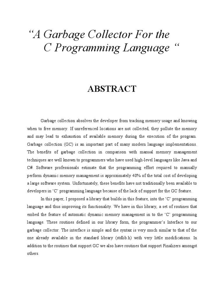 A Garbage Collector For The C Programming Language | PDF | C ...