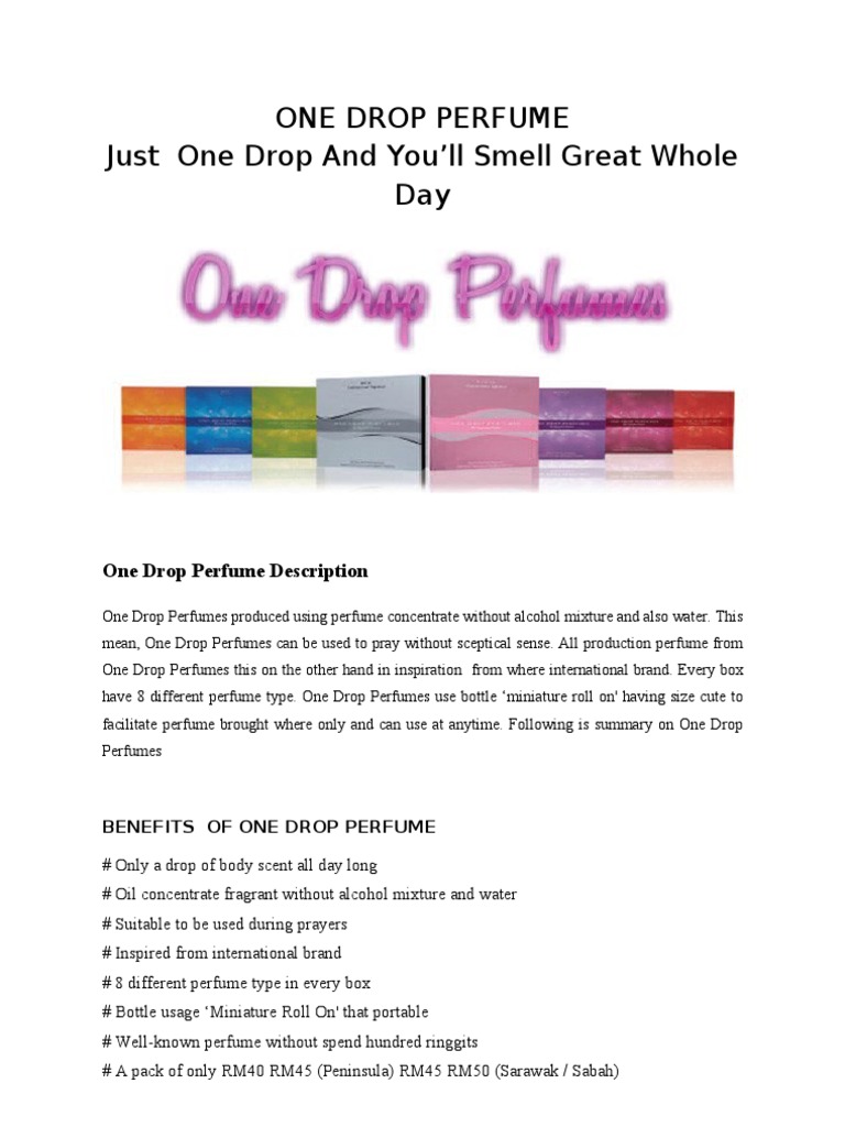 One Drop Perfumes Dihasilkan Menggunakan Pati Minyak Wangi Tanpa ...