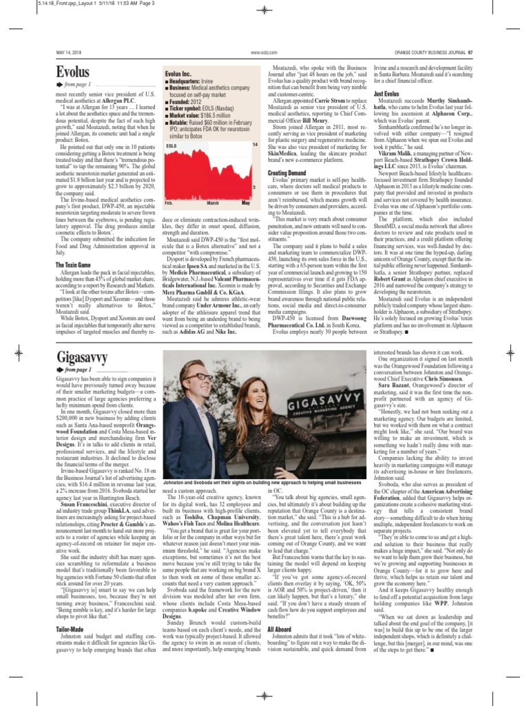 Evolus: New Player in Aesthetic Market | PDF | Botulinum Toxin ...