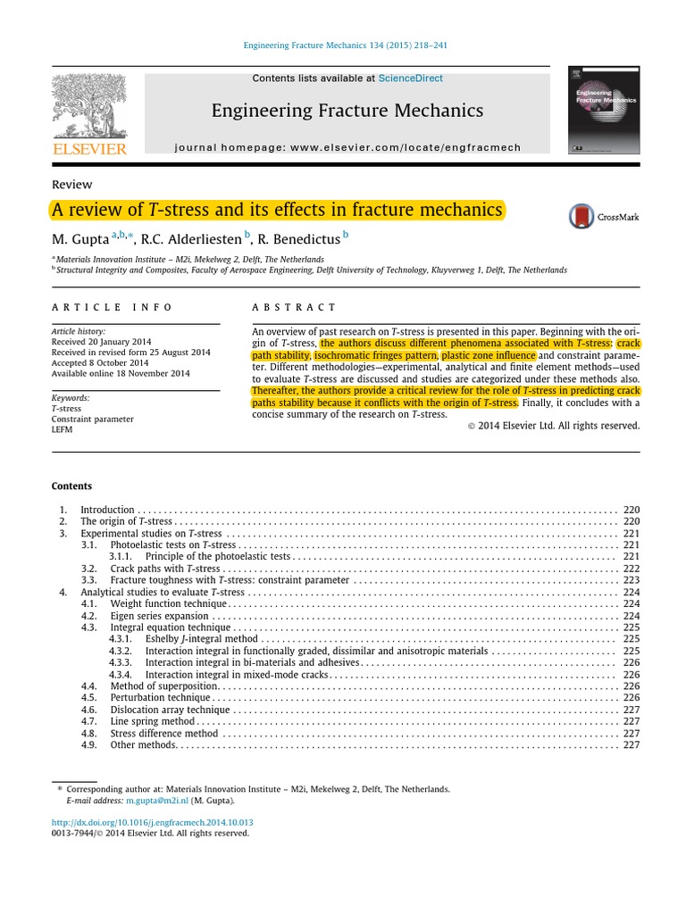 A Review of T-Stress and Its Effects in Fracture Mechanics | PDF ...