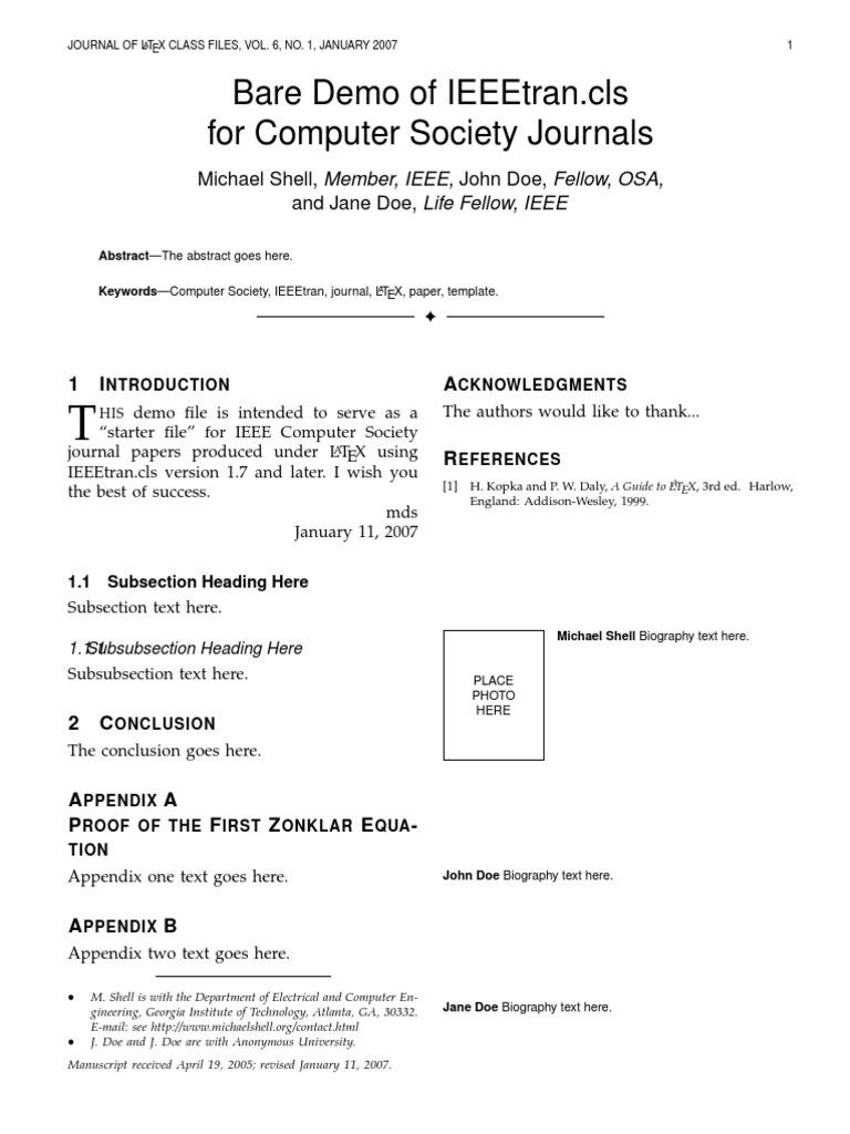 IEEEtran.cls Template for Journals | PDF | Language Arts & Discipline ...