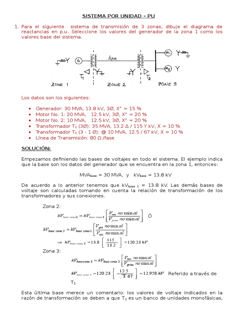 Ejemplos Sistema PU | PDF | Energia electrica | Transformador
