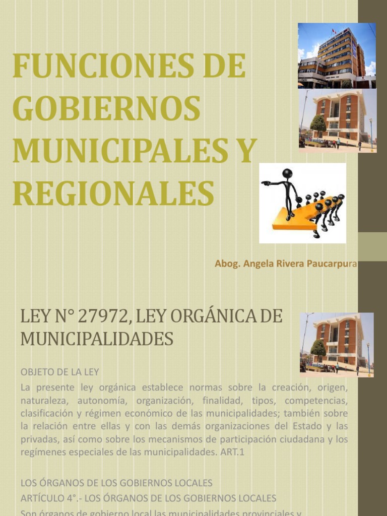 Funciones de Gobiernos Locales y Regionales | PDF | Alcalde | Gobierno ...