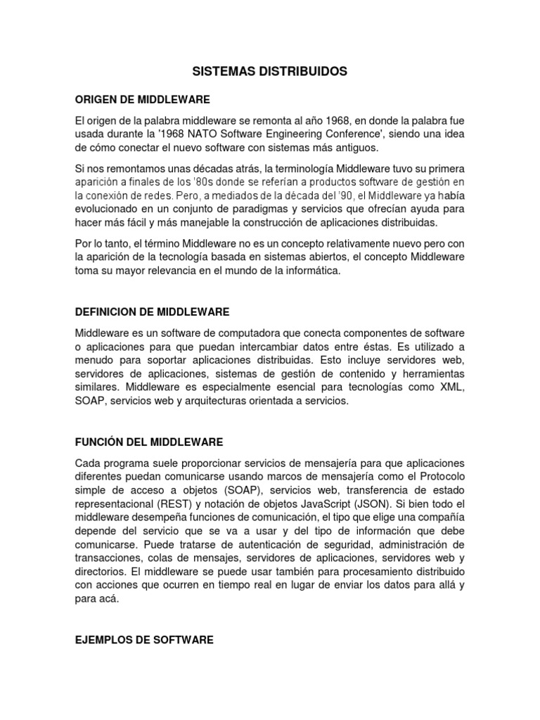 Introducción al Middleware en Sistemas Distribuidos | PDF | Middleware ...