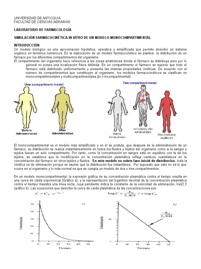 Farmacocinetica Modelo Monocompartimental | PDF | Farmacocinética |  Farmacología
