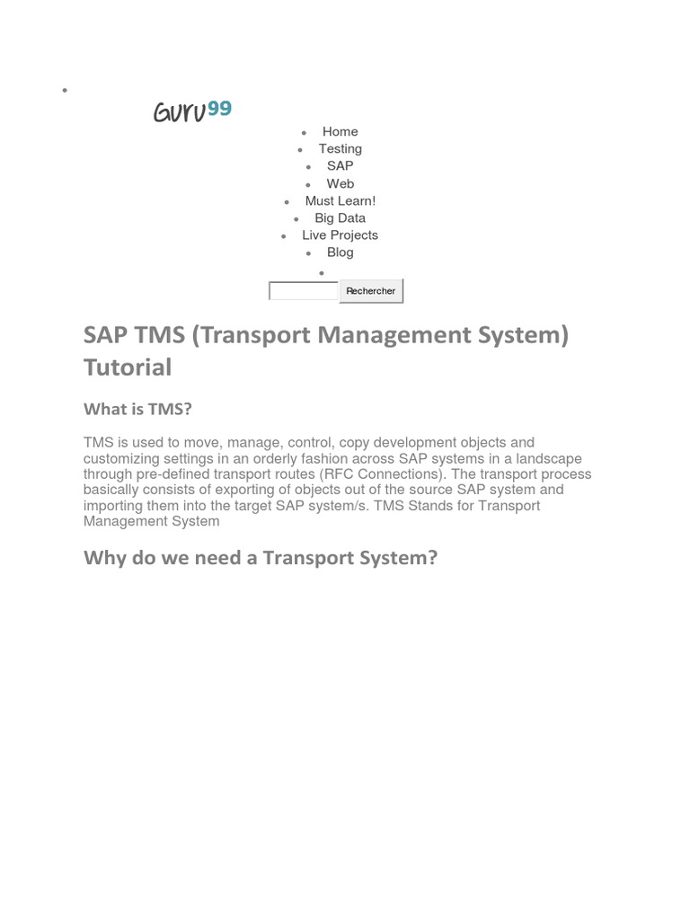 SAP TMS (Transport Management System) Tutorial | PDF | Information ...