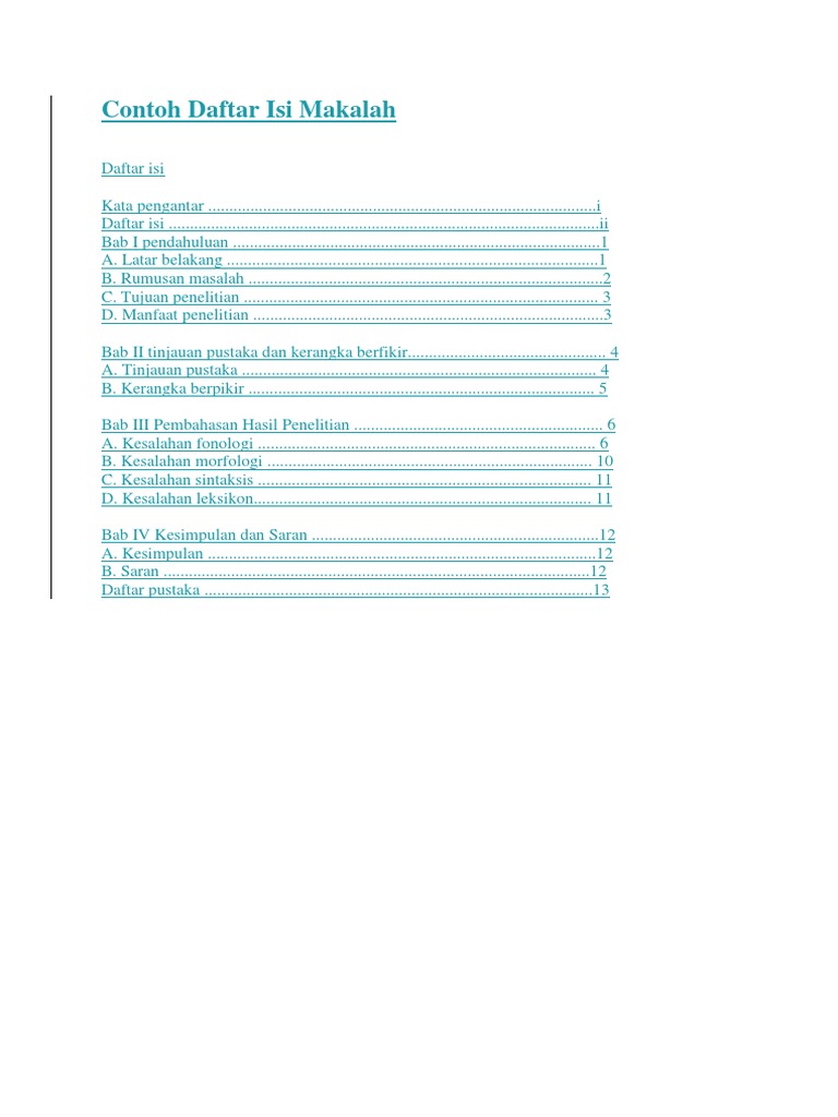 Contoh Daftar Isi Tinjauan Pustaka - Guru Paud