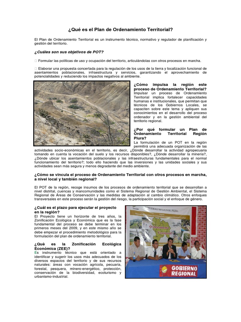 Qué es el POT PDF Entorno natural Conservación