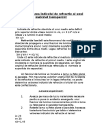 Determinarea Indicelui de Refractie Al Unui Material Transparent