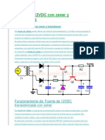 Fuente de 12VDC Con Zener y Transistores