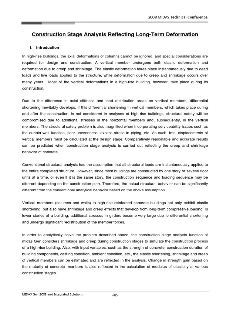 Construction Stage Analysis Reflecting Long-Term Deformation | PDF ...