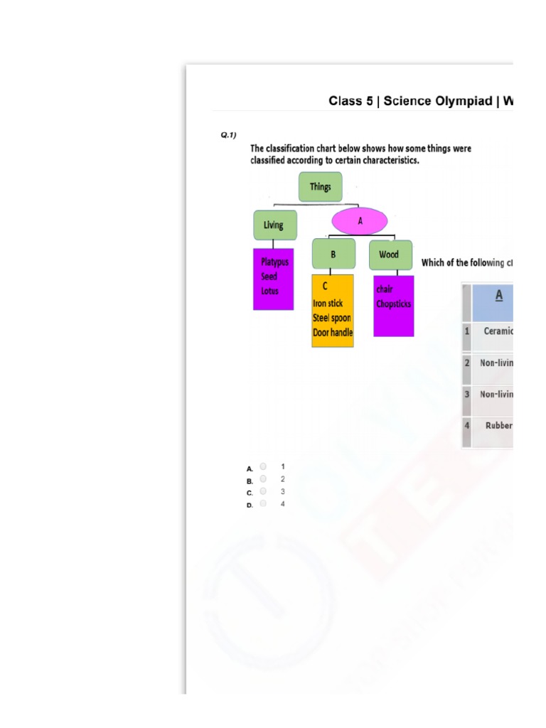 Worksheet on Science Olympiad Topics Assessing Knowledge of Key Concepts Through Multiple Choice