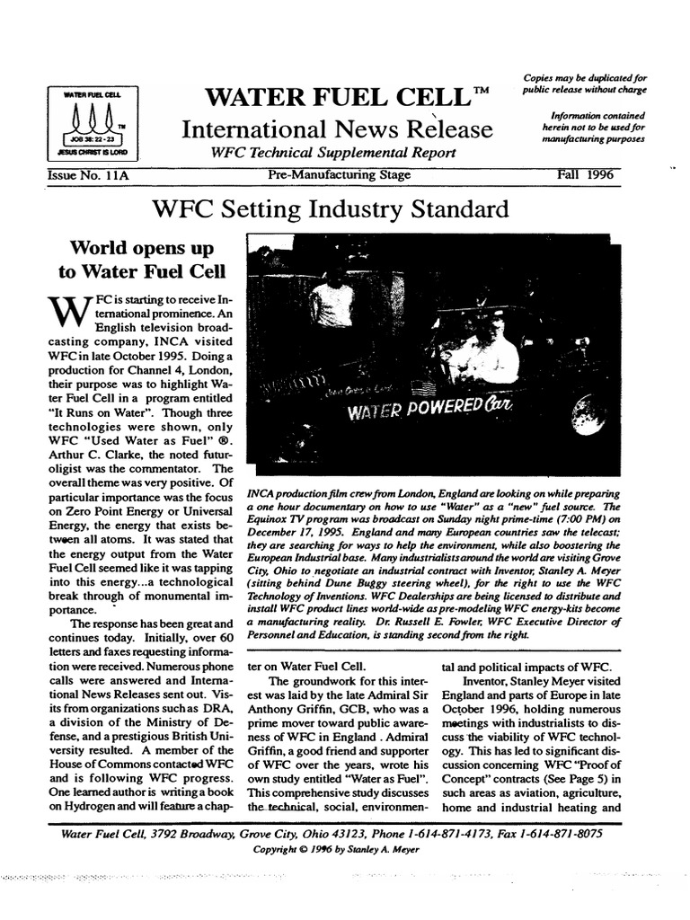 Water Fuel Cell International News Release PDF Atoms Molecules