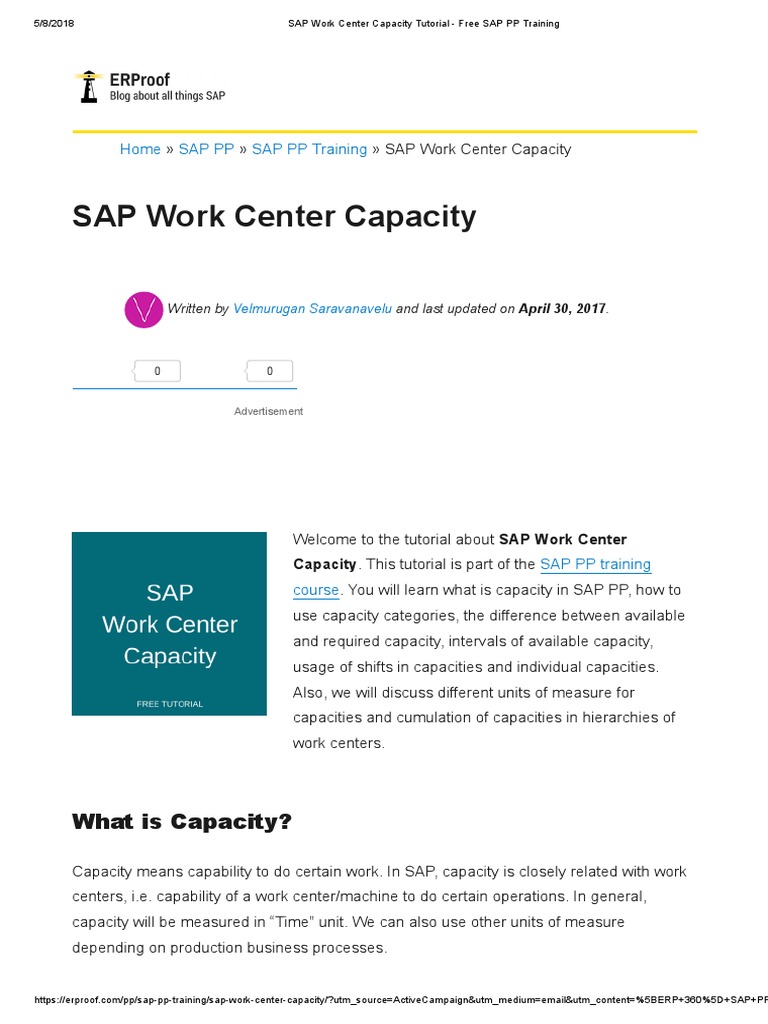 1 5 Sap Work Center Capacity Tutorial Free Sap Pp Training Pdf